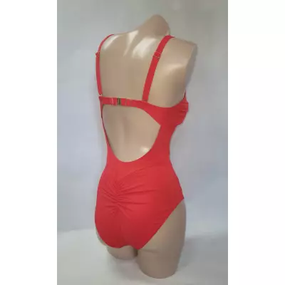 Jednoczęściowy kostium kąpielowy z wstawkami z siateczki na biodrach Fashion 31 czerwony